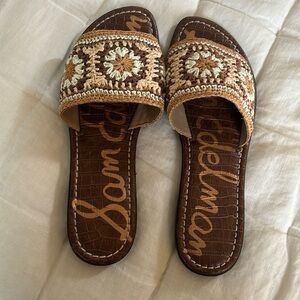 Sam Edelman slide sandals size 10 - brown and white and cream worn 2 times